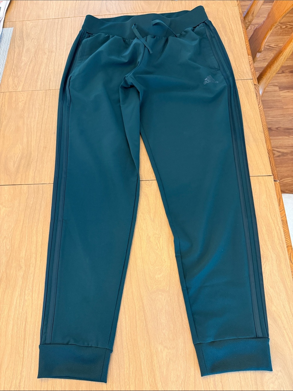 adidas Dark Green Runner Track Pants with Side Stripes
